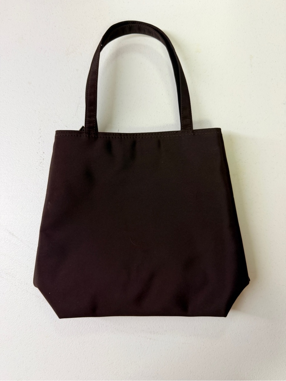 Lancôme Chocolate Brown Mini Tote Handbag Double Zip Y2K Minimalist Purse